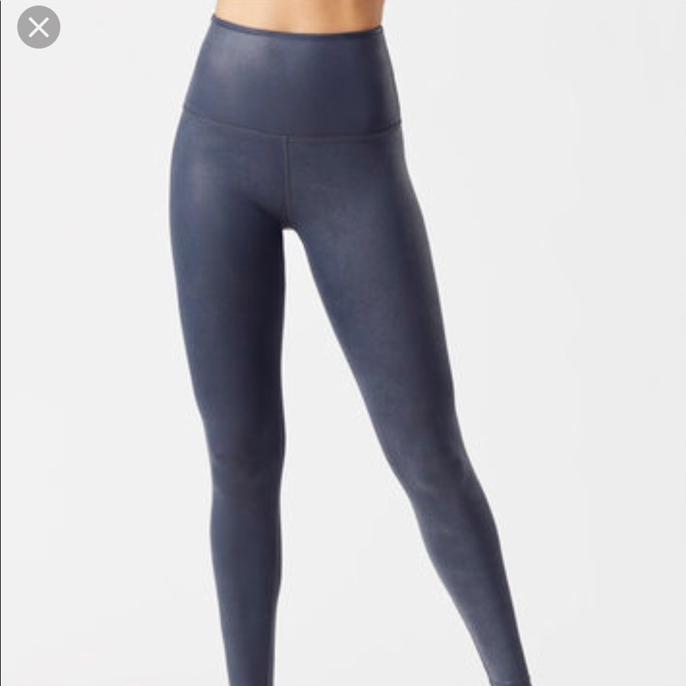 Beyond yoga faux leather blue leggings size M